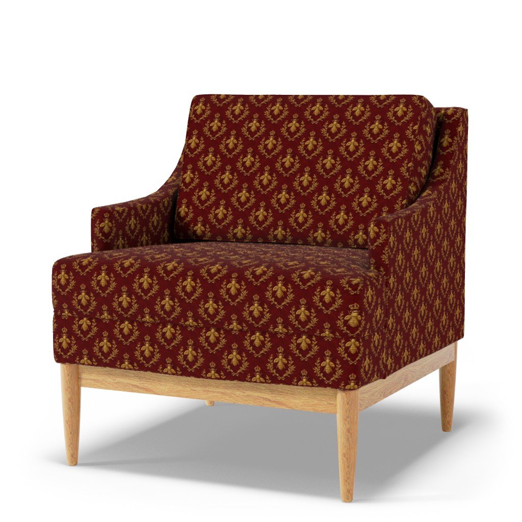 Small Napoleonic Royal Bee and Laurel Wreath Pattern on Crimson Red Fabric gold pattern fabric