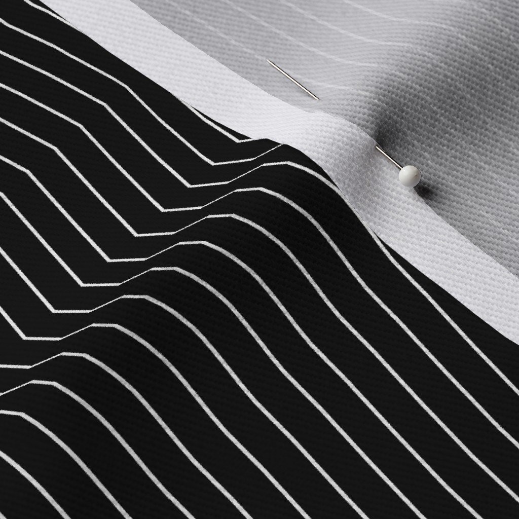 Classic White Pinstripe on Black Office Stripe Pattern Fabric wall street fabric