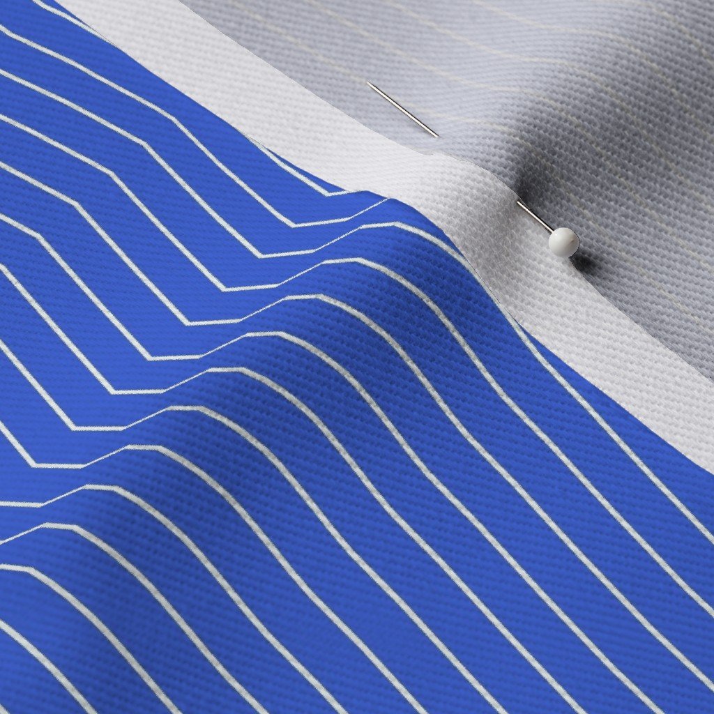 Classic White Pinstripe on Royal Blue Office Stripe Pattern Fabric corporate fabric