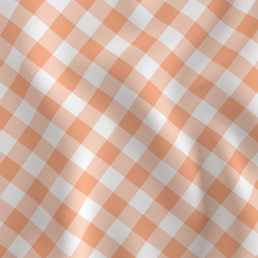 Peach Orange Gingham Check Plaid Fabric gingham fabric