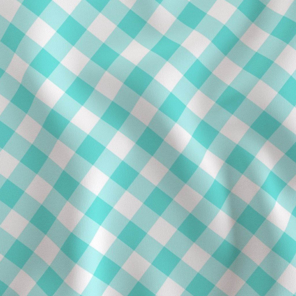 Turquoise Teal Gingham Check Plaid Fabric gingham fabric