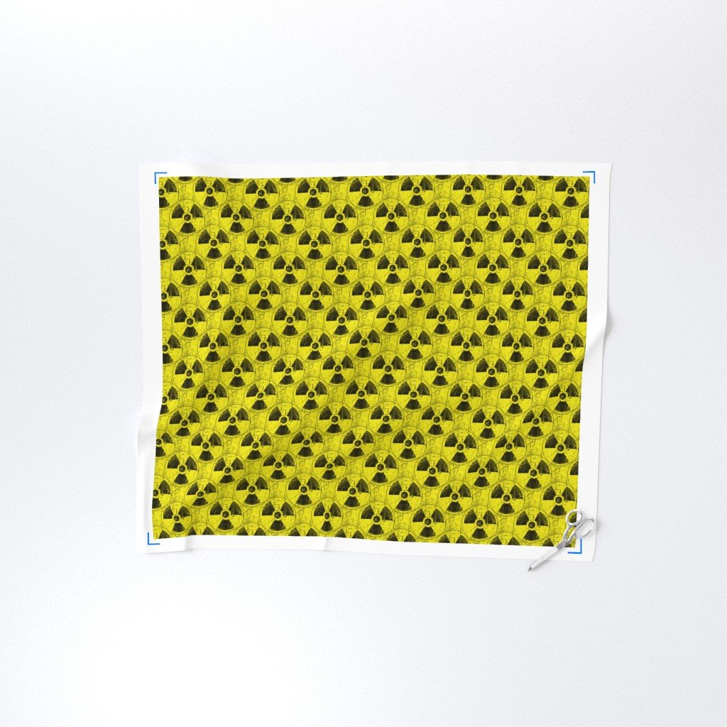 Toxic Yellow and Black Radiation Warning Grunge Pattern Fabric black fabric