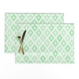 Small Sun Faded Mediterranean Diamond Pattern in Seafoam Mint Green Design Collection Interior Collection soft green placemat design