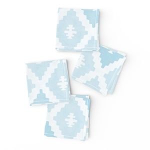Large Sun Faded Mediterranean Diamond Pattern in Powder Sky Blue Home Styling Collection Home Decor Collection sky blue napkins design
