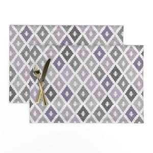 Small Sun Faded Mediterranean Diamond Pattern in Smoky Lavender Slate Decor Collection Home Styling Collection muted purple placemat design