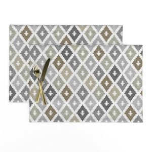 Small Weathered Olive Sage Diamond Pattern in Charcoal and Sand Home Styling Collection Home Decor Collection olive beige placemat design