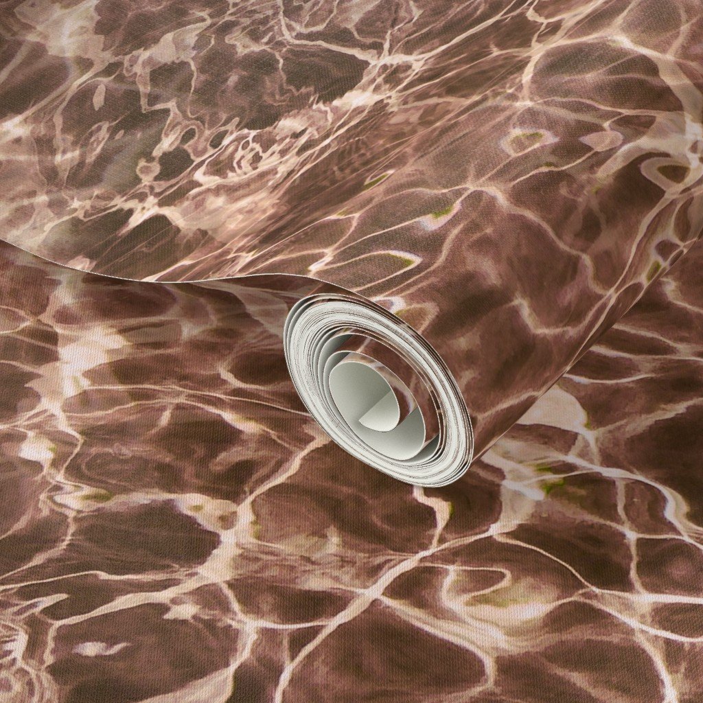 Sedona Sunlit Water Ripples in Warm Brown Wallpaper organic pattern wallpaper