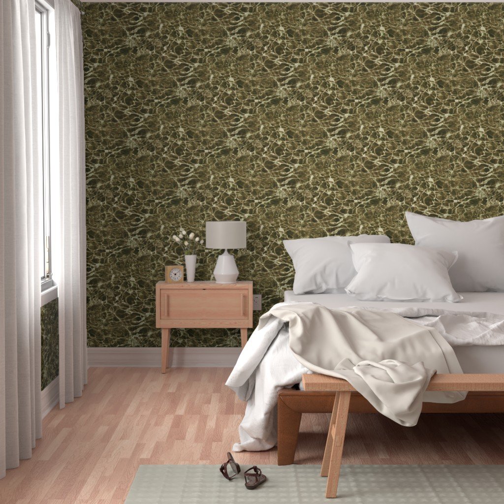 Key Largo Seagrass Water Ripples in Deep Olive Wallpaper design wallpaper
