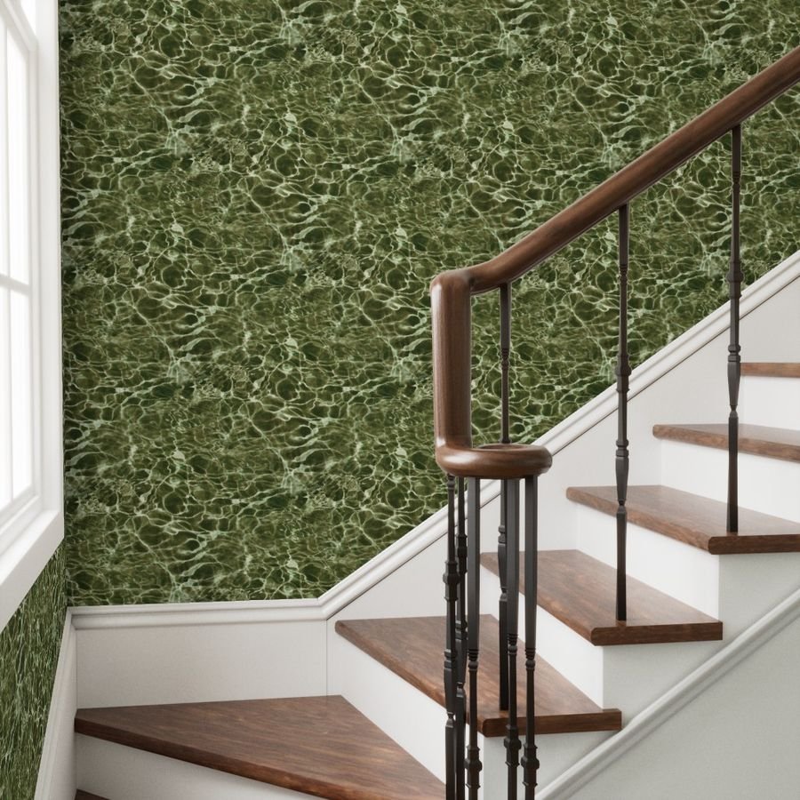 Isla Holbox Seagrass Shallows Water Ripples Wallpaper olive green wallpaper