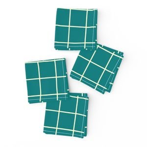 Classic Cream White and Teal 2 Inch Grid Interior Collection Home Styling Collection cool tone napkins design