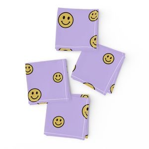 Retro Yellow Smiley Faces on Lavender Home Styling Collection Design Collection pastel purple napkins design