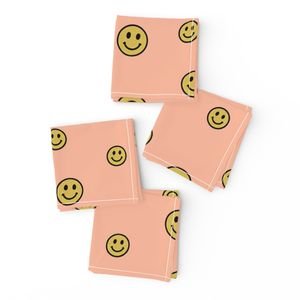 Retro Yellow Smiley Faces on Peach Interior Collection Decor Collection pastel orange napkins design