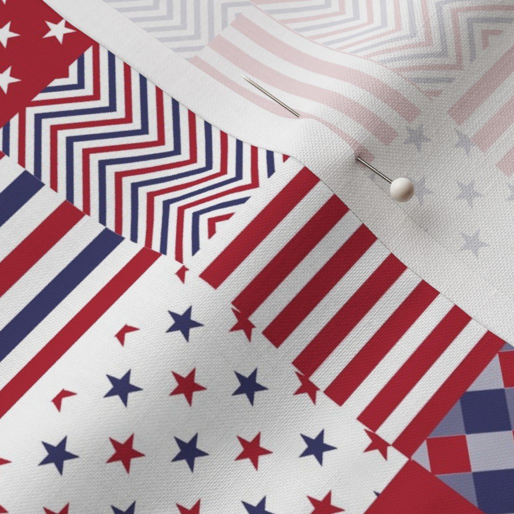 USA Mini Flag Patchwork Quilt Squares Fabric red and white and blue fabric