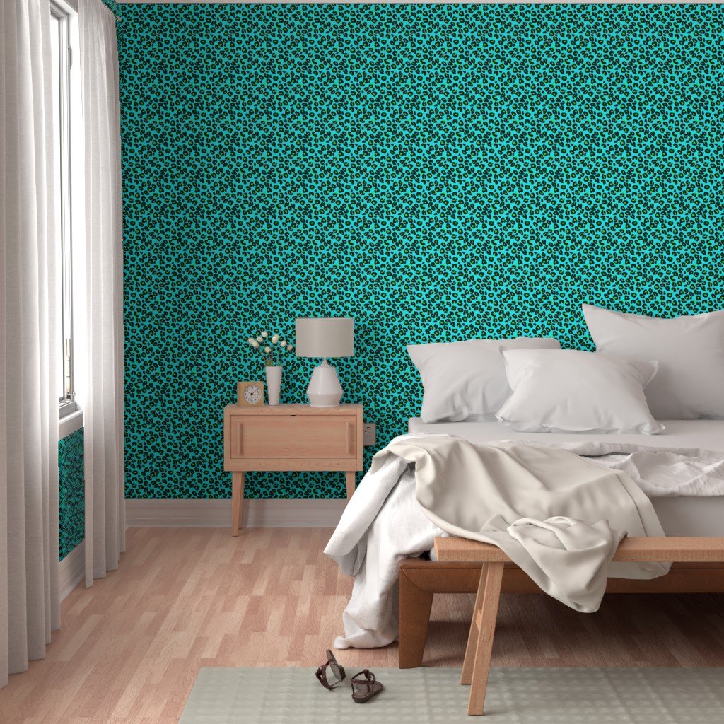 Leopard Spots Aqua Decor Collection Design Collection lime and aqua wallpaper