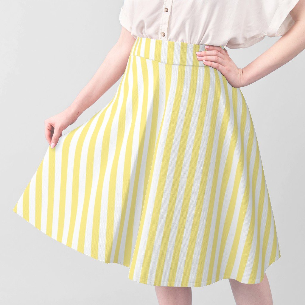 Buttermilk Yellow and White Wide Stripes Fabric creamy yellow stripe fabric