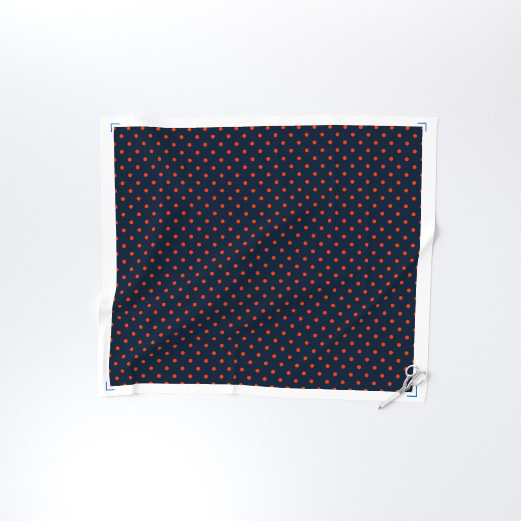 Navy and Orange Polka Dots Fabric navy and orange polka fabric