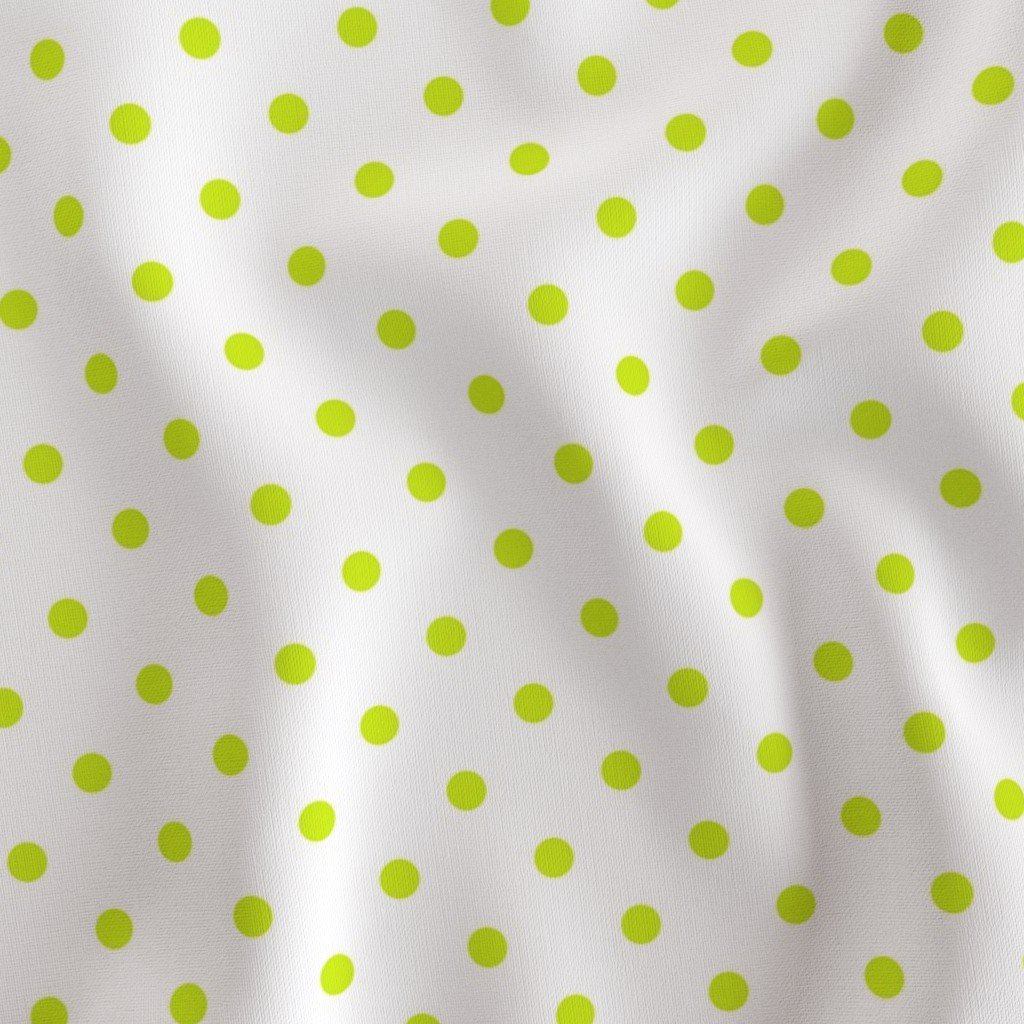 Lime Punch Polkadots on White Fabric polka dots fabric