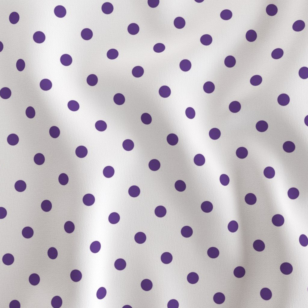 Ultra Violet Purple Polkadots on White Fabric purple white dots fabric