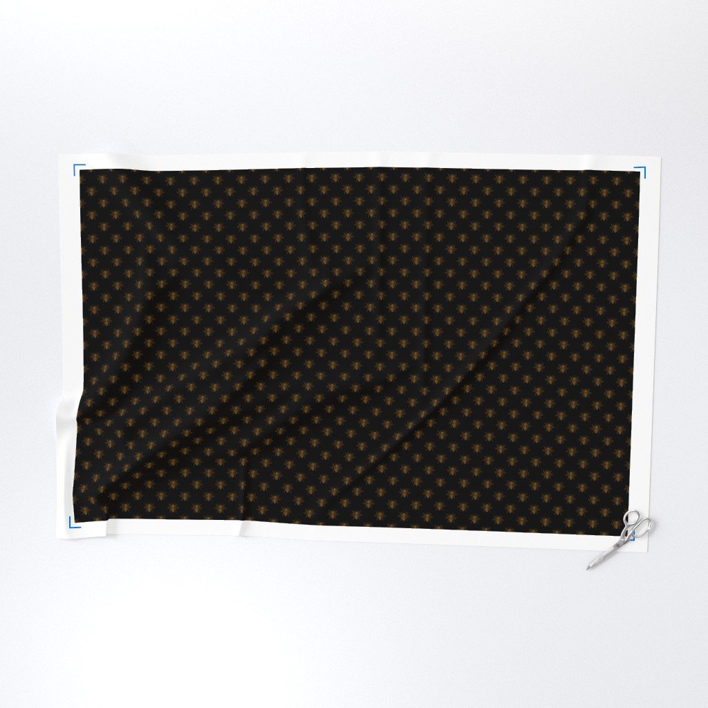 Royal Gold Queen Bees on Black Fabric honey bees fabric