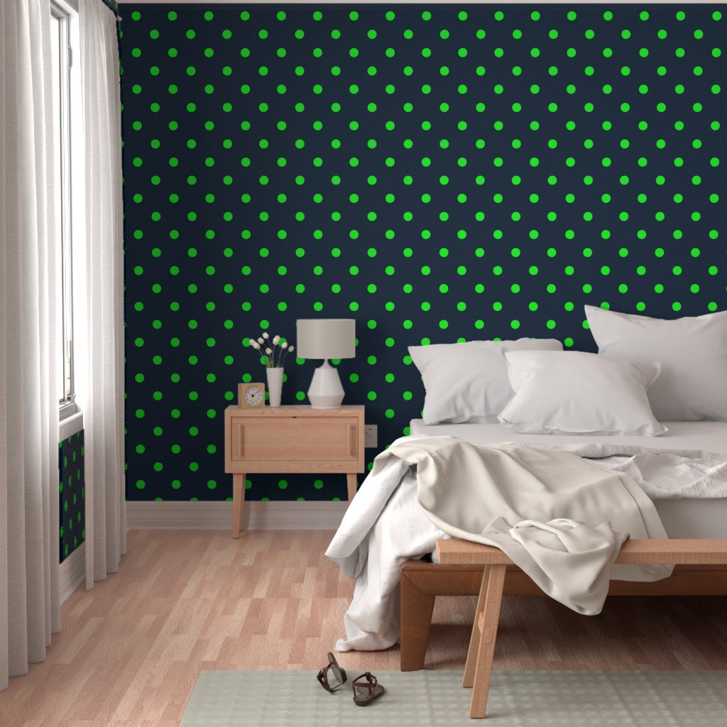Navy and Neon Lime Green Jumbo Dots Wallpaper navy and green wallpaper