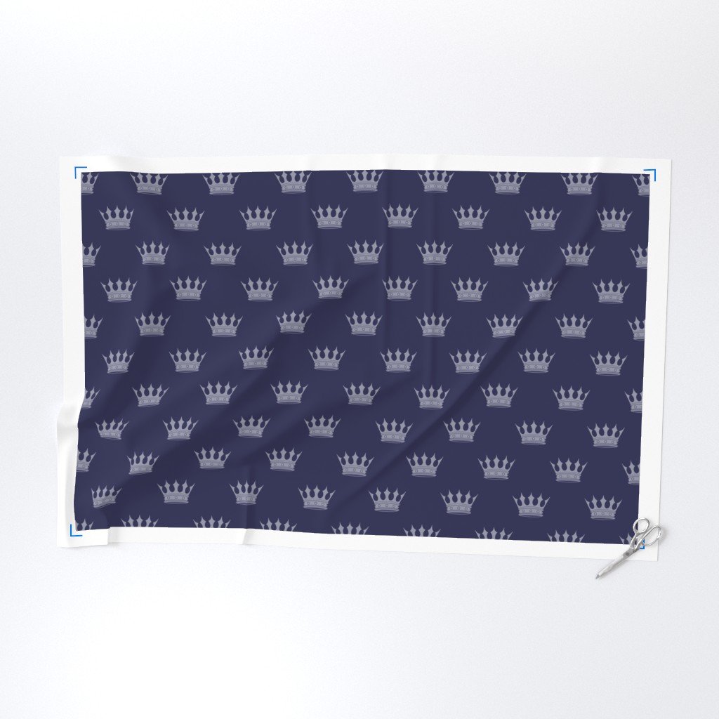 Royal Blue on Blue Crowns Fabric prince blue fabric