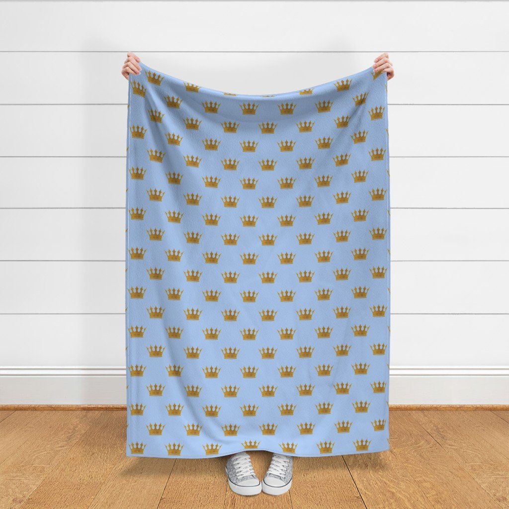 Louis Blue Crown Prince Gold Crowns on Blue Fabric crown prince fabric
