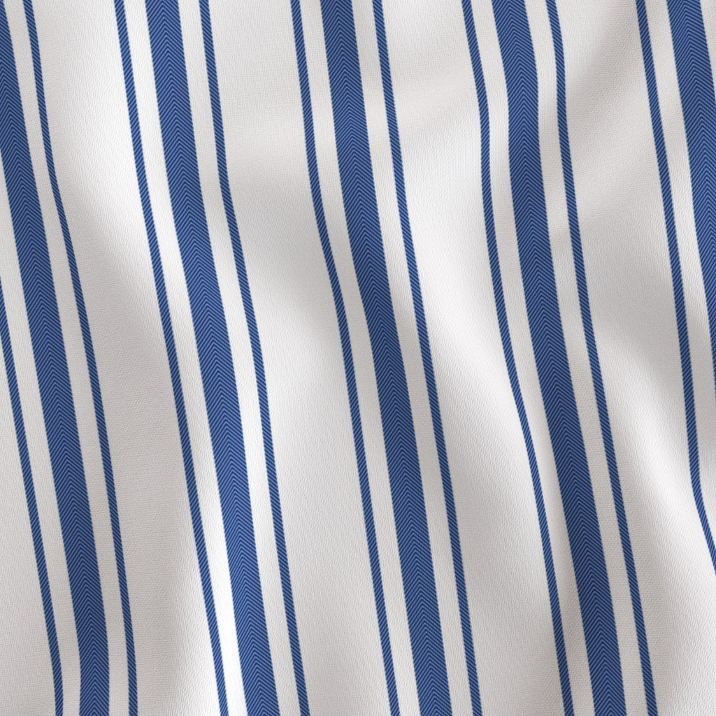 Mattress Ticking Wide Striped Pattern in Dark Blue and White Fabric blue ticking fabric