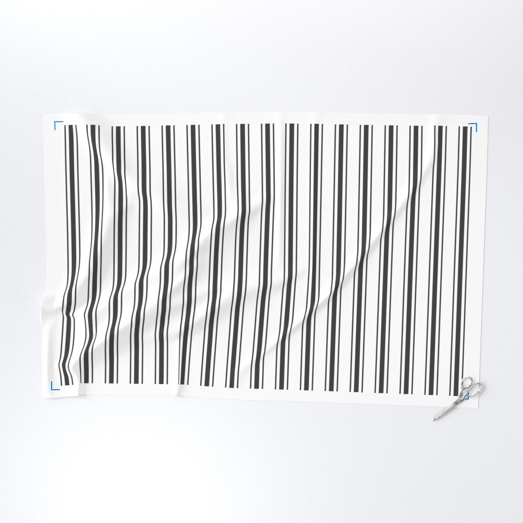 Mattress Ticking Wide Striped Pattern in Dark Black and White Fabric black stripe fabric