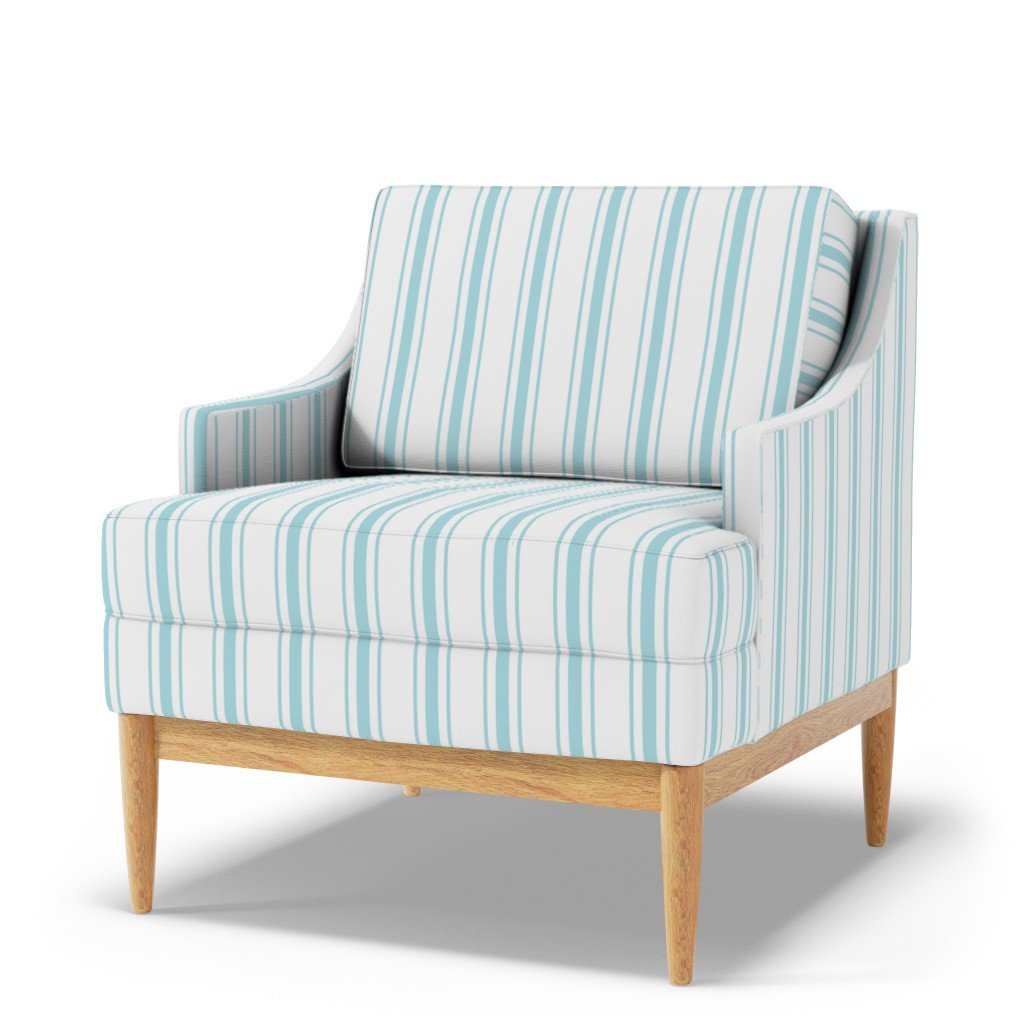 Pale Sky Blue and White Striped Mattress Ticking Fabric light blue fabric