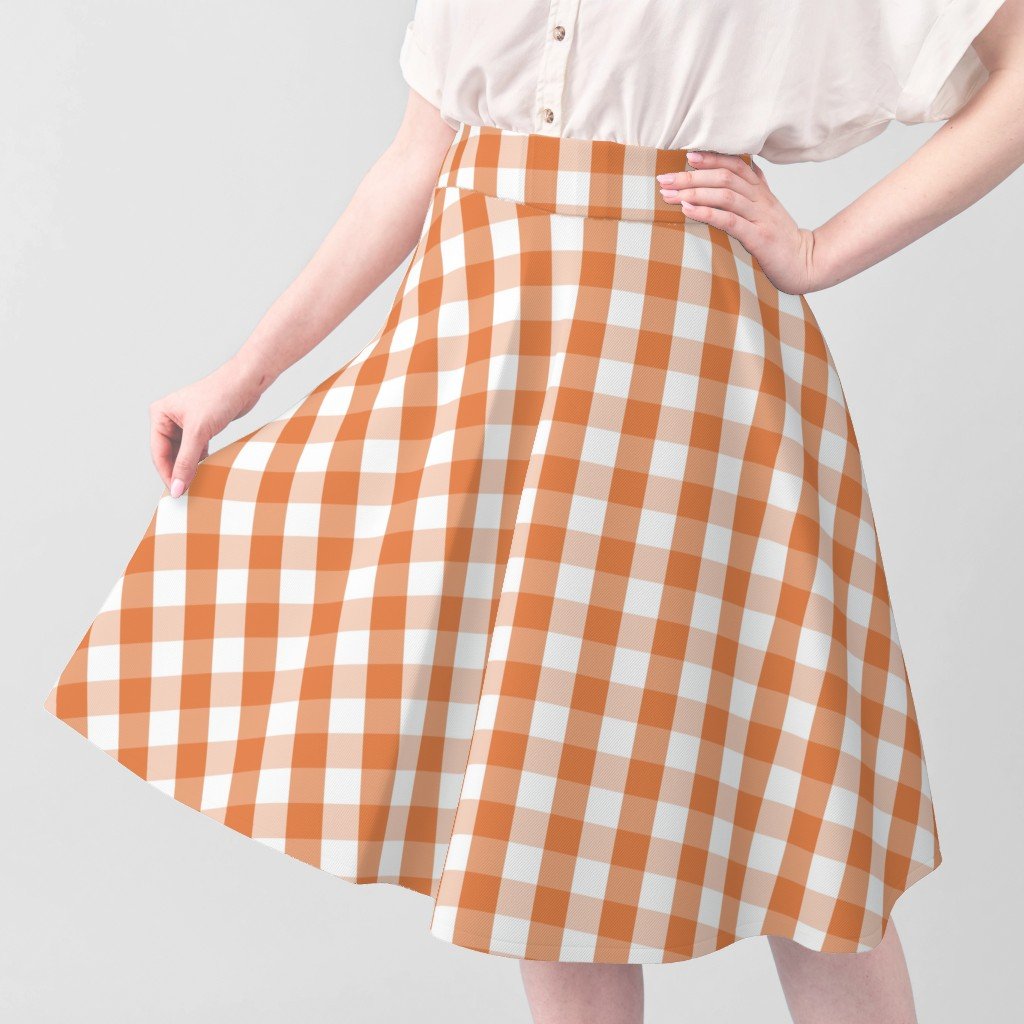 Nasturtium Orange Gingham Check Plaid Fabric orange check fabric