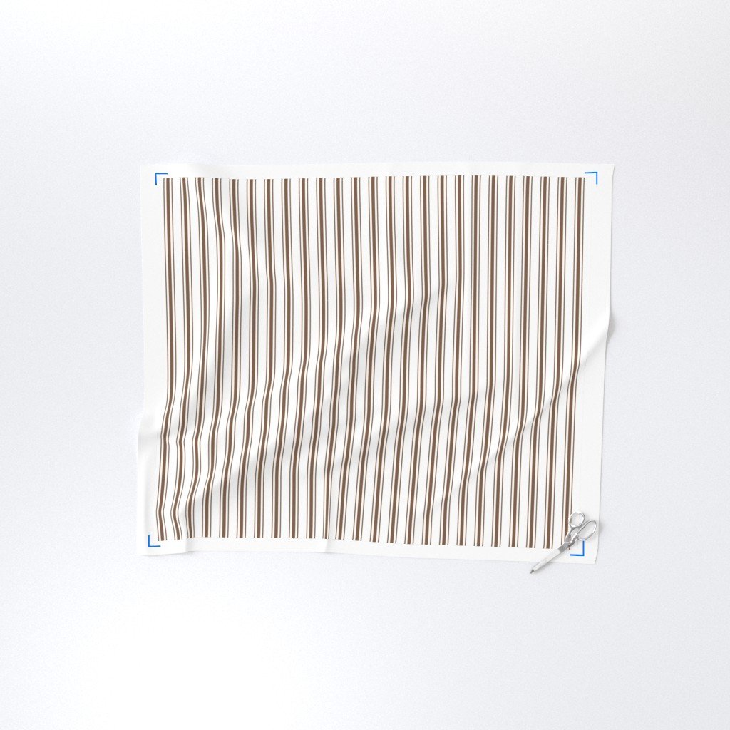 Mattress Ticking Narrow Striped Pattern in Chocolate Brown and White Fabric brown white stripe fabric