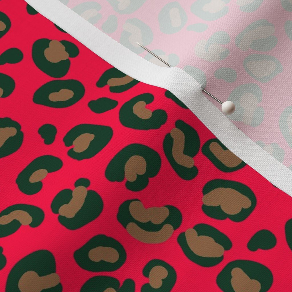 Deep Pink Rose Velvet Spotted Leopard Animal Print Pattern Fabric leopard spots fabric
