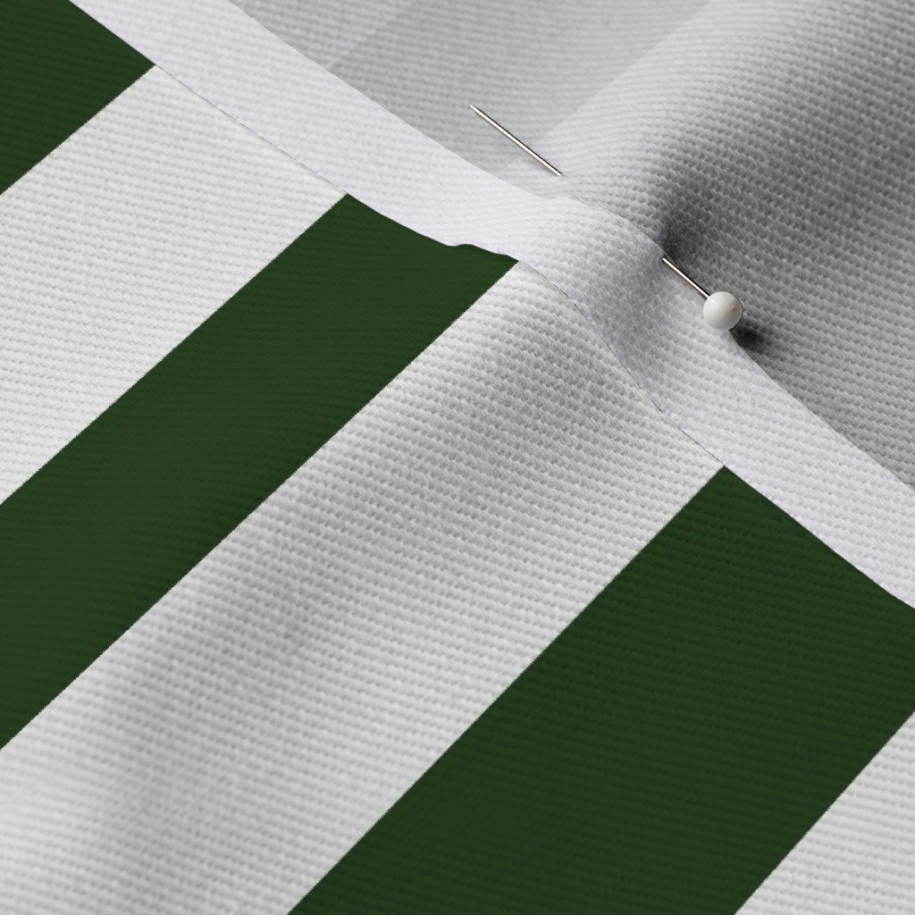 Forest Green and White Big 1-inch Beach Hut Horizontal Stripes Fabric big hut stripes fabric