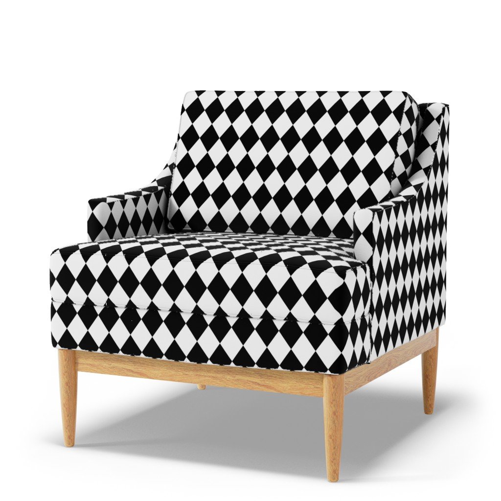 Black and White Small Modern Diamond Pattern Fabric black white print fabric