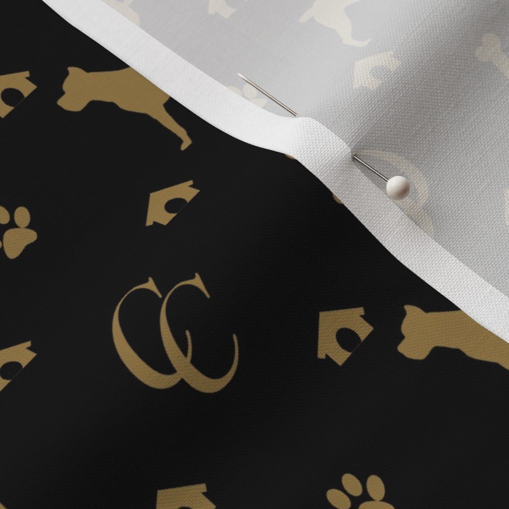 Cane Corso on Black with Louis Luxury Motifs in Tan Fabric dog bone fabric