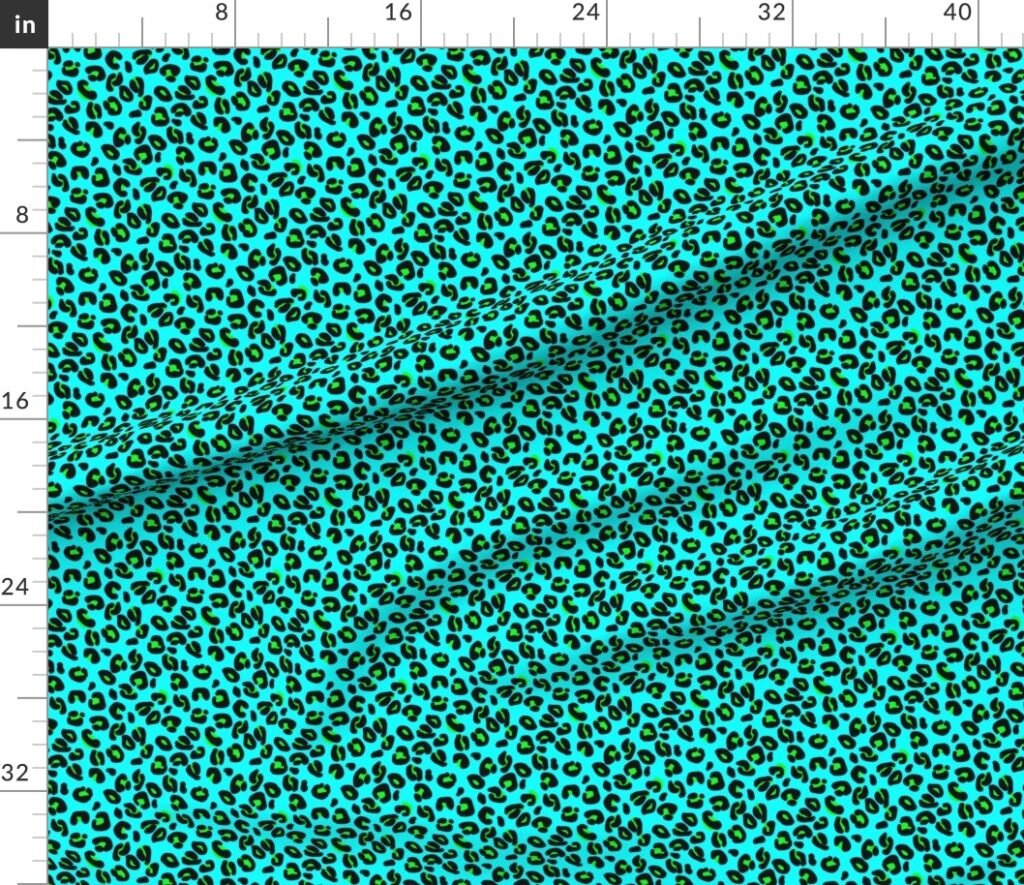 Leopard Spots Aqua Fabric design