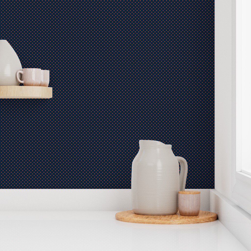 Micro Navy and Orange Polka Dots Design Collection Decor Collection micro spots wallpaper