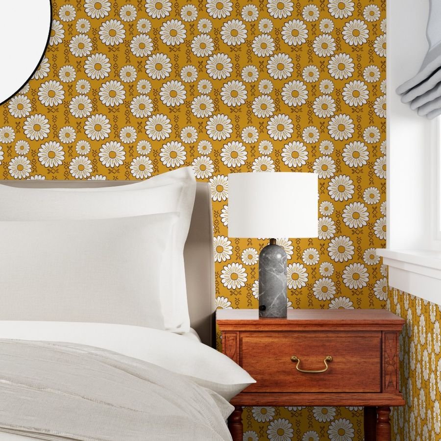 Harry Sunflower Shirt Flower Print Hippie Pop Art Floral Pattern Wallpaper sunflower print wallpaper