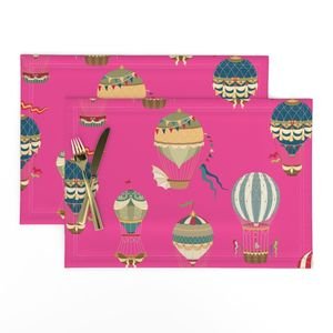 Vintage Hot Air Balloons on Hot Pink Home Styling Collection Design Collection hot pink placemat design