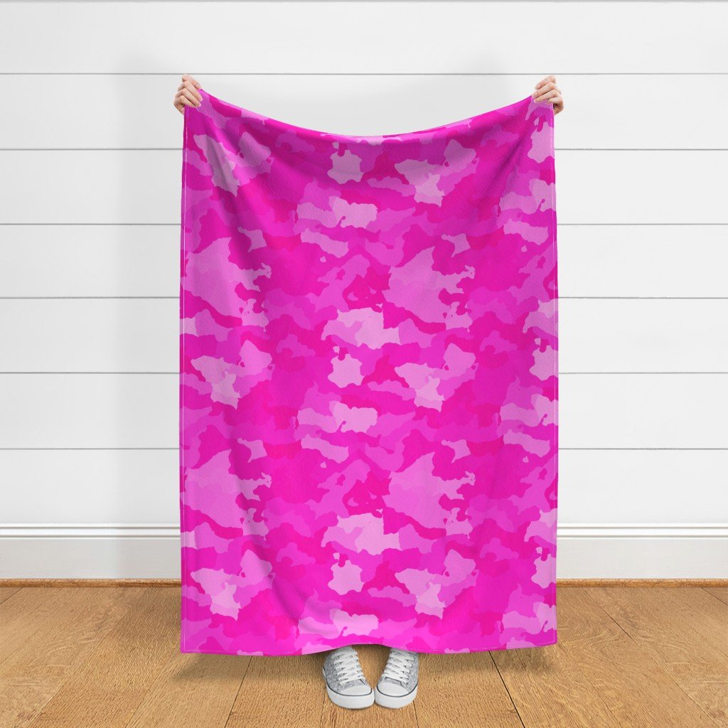 Hot Shocking Neon Pink Girlie Feminine Camo Camouflage Pattern Fabric military camo fabric