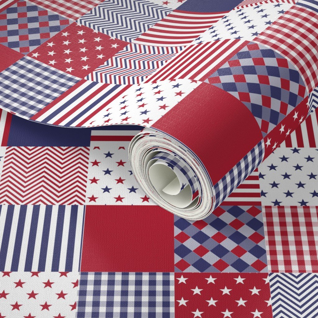 USA Micro Flag Patchwork Quilt Squares Wallpaper 4th of july wallpaper