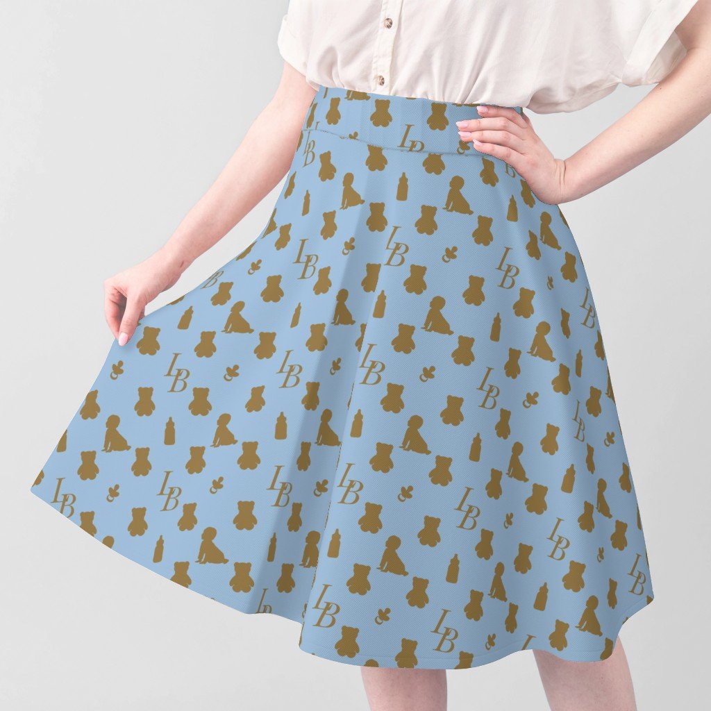 Louis Baby Luxury Iconic Monogram Pattern on Classic Blue with Tan Fabric monogram pattern fabric