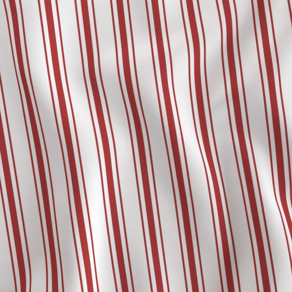 Mattress Ticking Narrow Striped Pattern in Crimson Red Fabric crimson ticking fabric