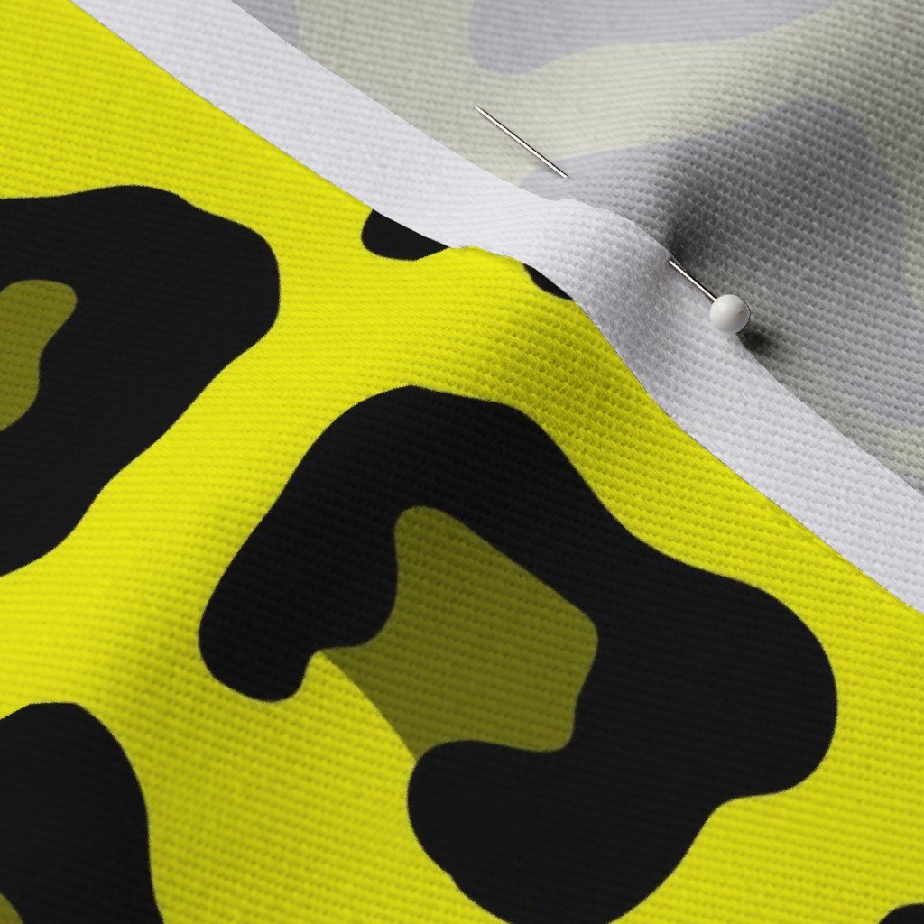 Jumbo Leopard Spots Animal Repeat Pattern Print in Yellow and Black Fabric leopard pattern fabric