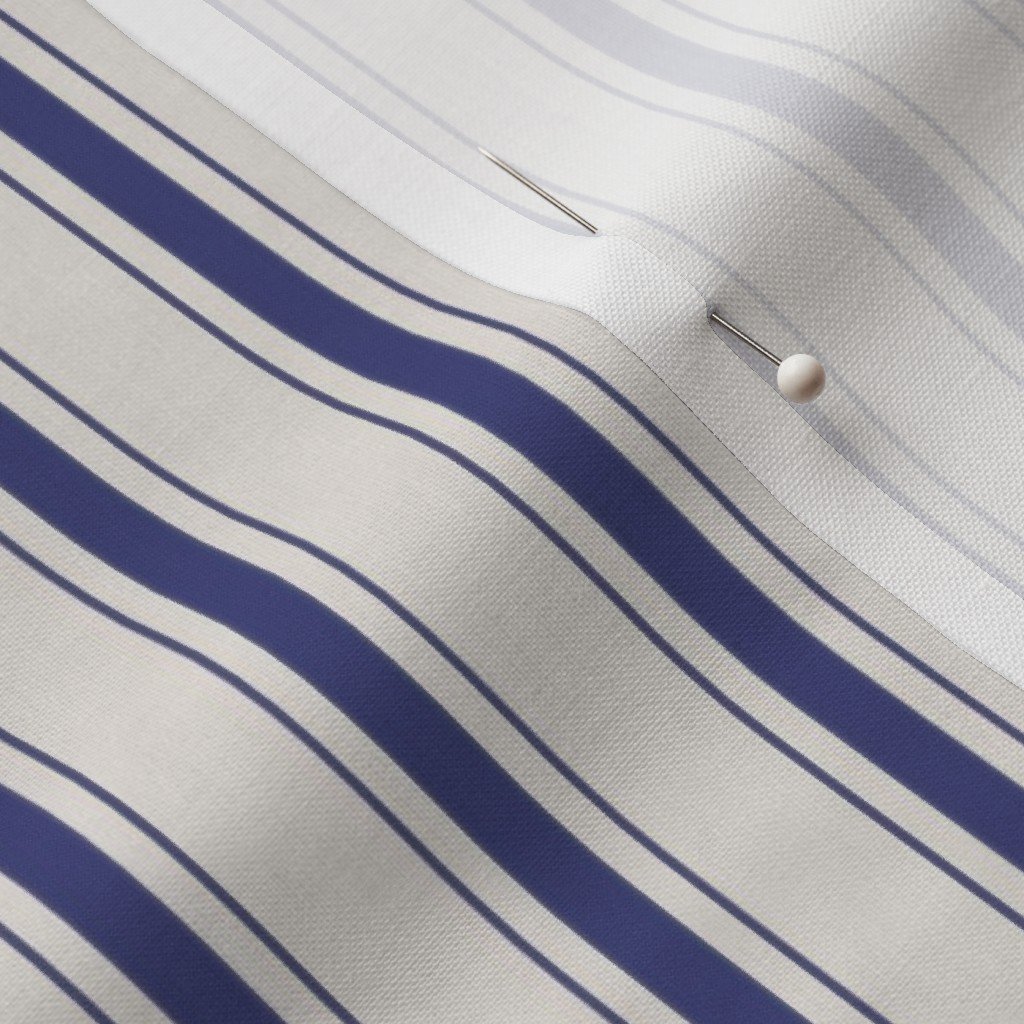 Mini Cornflower Blue Antique Vintage Mattress Ticking Stripe on Fabric blue stripes fabric