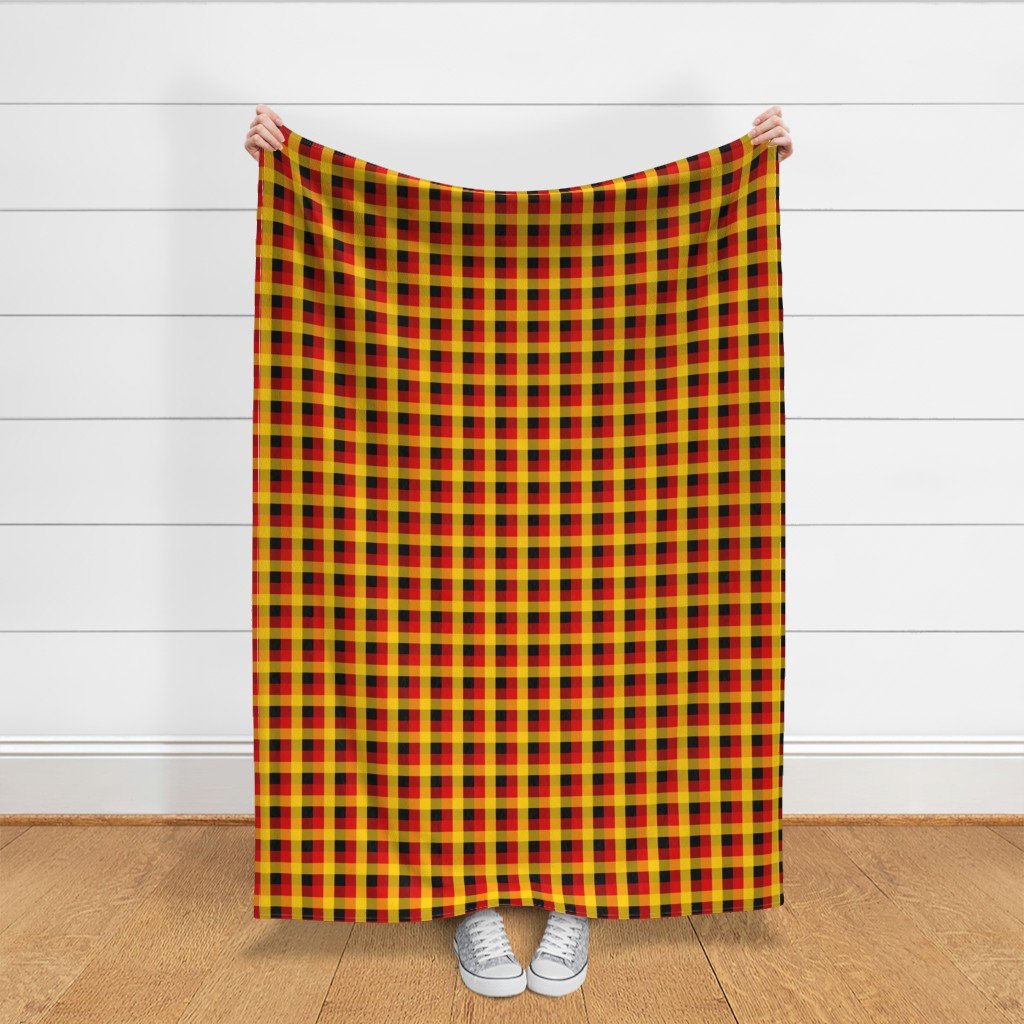 German Flag Colors Red Gold and Black Large 1 Inch Gingham Check Fabric black fabric