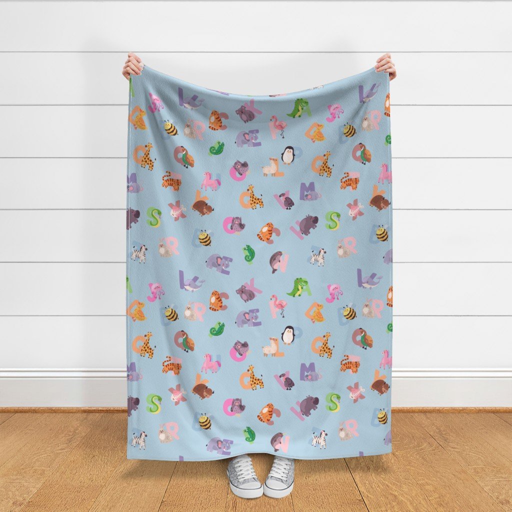 Whimsical Nursery Alphabet in Adorable Animals for Babies and Fabric children