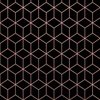 Large Black and Faux Metallic Rose Gold Art Deco 3D Geometric Cubes