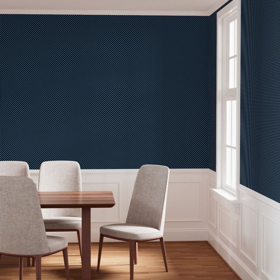 1/4 inch Classic White Polkadots on Navy Blue Wallpaper navy polka dots wallpaper