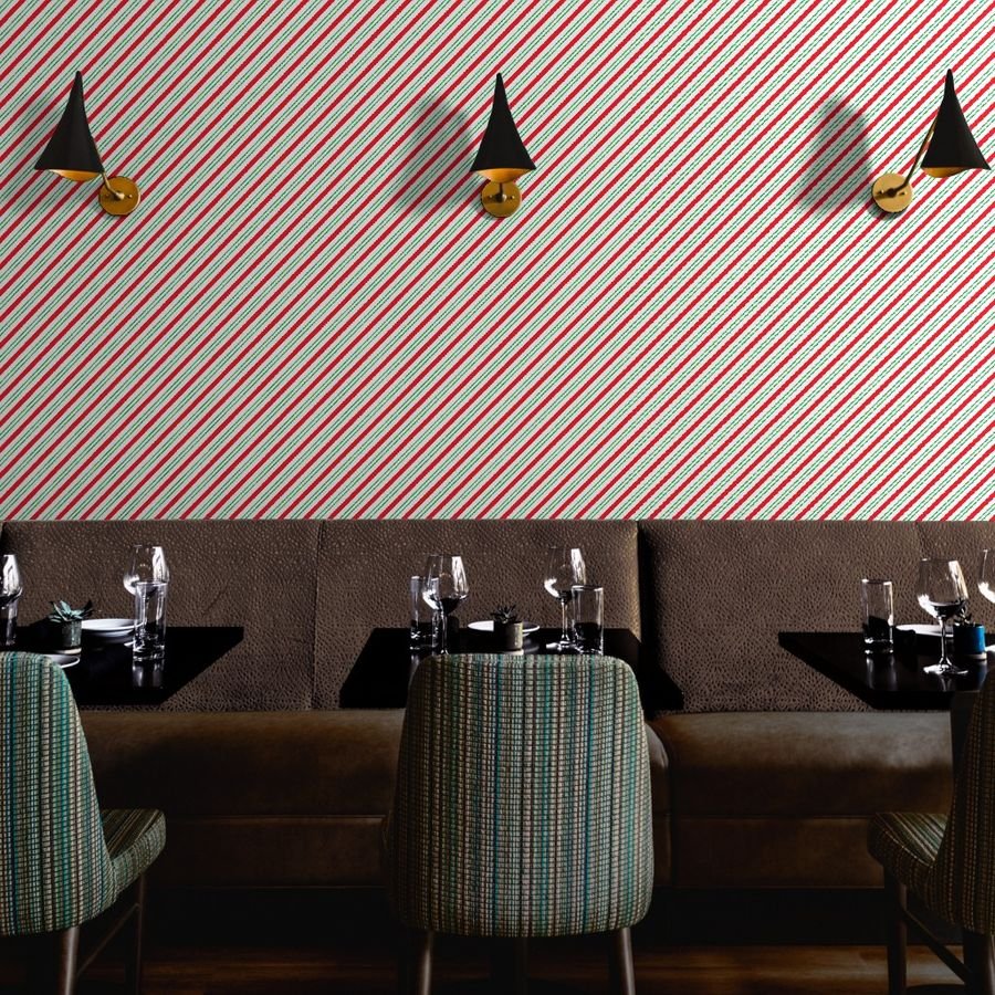Red and Green Diagonal Christmas Candy Stripes Wallpaper candy cane wallpaper